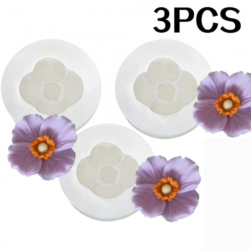 Bath Bomb Mold - 3Flower siliconen mal, siliconen bloemkaars, hars,