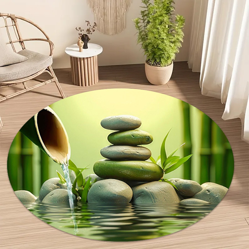 Spa And Wellness Hotel - Zen Bamboe Steen Waterstroom Rond Tapijt